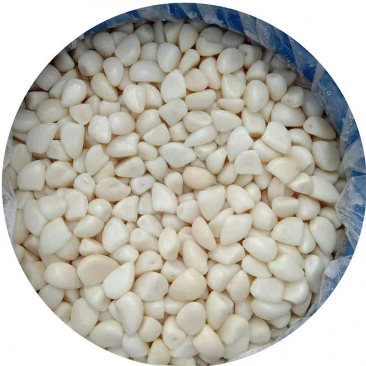 Factory White garlic in salted water
