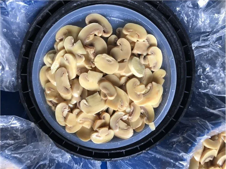 Hot selling sliced white mushroom in brine in drums