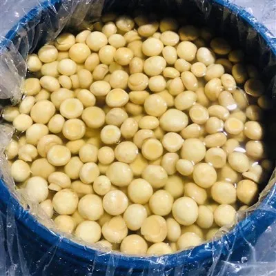 Gecultiveerde witte champignon in pekel in vaten